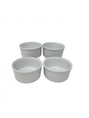 Set of 4 Apilco White Porcelain Ramekins Souffle Custard Cups 3.75"